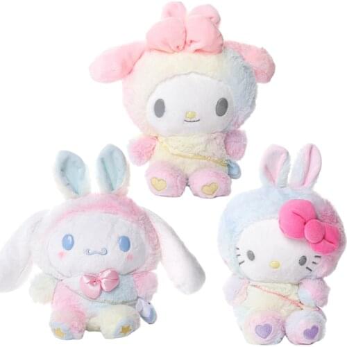 25cm Cartoon Stuffed Plush Toys Rainbow Cinnamoroll My Melody KT Cat Anime Kawaii Cute Soft Plushie Doll Girl Gift Kid Toy Gift