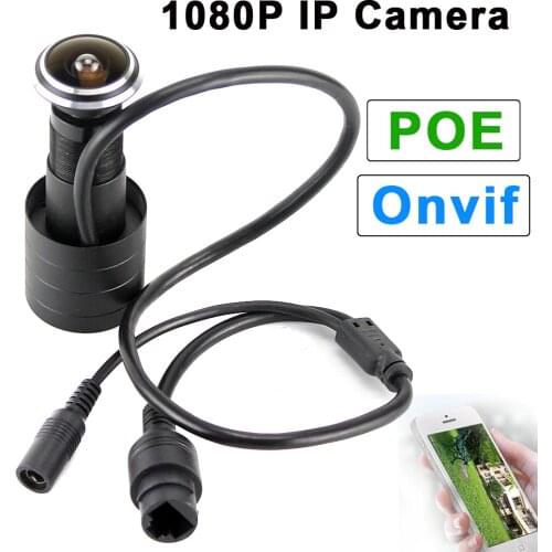 Onvif 1080P POE Indoor Network IP Camera Door Eye Hole H.264 1.78mm Lens Wide Angle 140Degree Mini Peephole IP camera