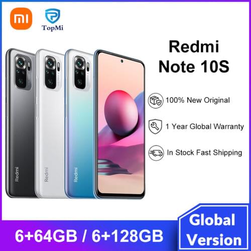 Global Version Xiaomi Redmi Note 10S 64GB/128GB Smartphone Helio G95 64MP Quad Camera 6.43" AMOLED DotDisplay 5000mAh 33W