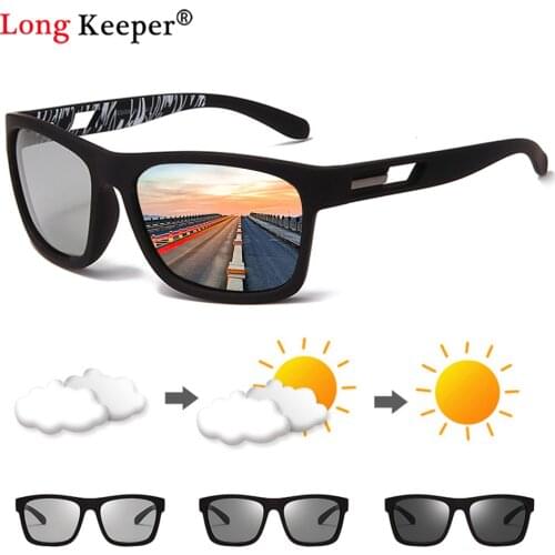 Matte Black Frame Photochromic Sunglasses Men Polarized Lens Chameleon Car Driving Glasses Retro Vintage Fishing Sun Glasses