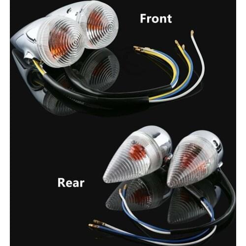 Motorcycle Clear Bullet Front & Rear Turn Signal Light For YAMAHA XV1900 2006-2013