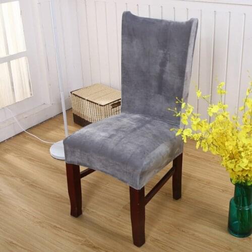 Thick Plush Chair Cover Spandex Solid Color Dining Chair Covers Stretch Flannel Seat Cover for Banquet Wedding
