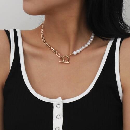 European and American simple jewelry with retro temperament mix and match necklace pearl alloy necklace for women