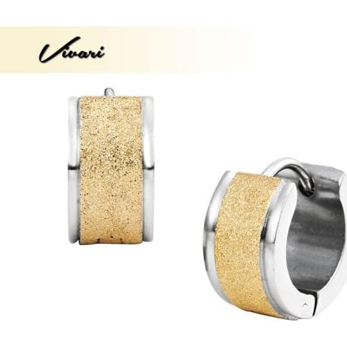 Vivari Womens Stainless Steel Fashion Elegant Gold Round Earrings Fashion Accessories