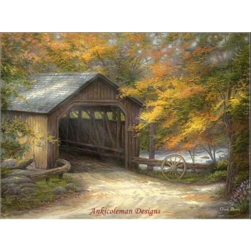 Needlework for embroidery DIY French DMC High Quality - Counted Cross Stitch Kits 14 ct Oil painting - Autumn Bridge