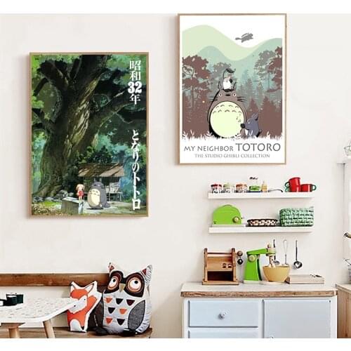 Japanese Classic Animation Canvas Art Prints My neighbor Totoro Poster Nursery Gift Cartoon Wall Pictures Kids Room Decor