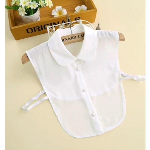 YSMILE Y Black White Pure Color Unisex Fake Collar Shirt Sweater Suit Adjust Detachable Collar Blouse Lapel Tops False Collar