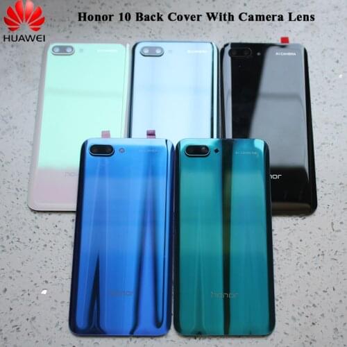 Battery Back Glass Cover 100%Original Huawei Rear Door Housing Replacement Repair Parts For Honor 10 COL-L29 With Camera Lens
