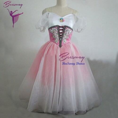 Adult Nutcracker Romantic Ballet Tutu Women Pink Professional Giselle Ballet Tutus skirt Puff Sleeve Coppelia Ballet Costume