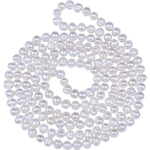 REAL PEARL 6-7mm Pearl Size 100% Genuine Real Freshwater Cultured Long Pearl Necklace Fashion for Nice Lady Female Gift Hot Sale