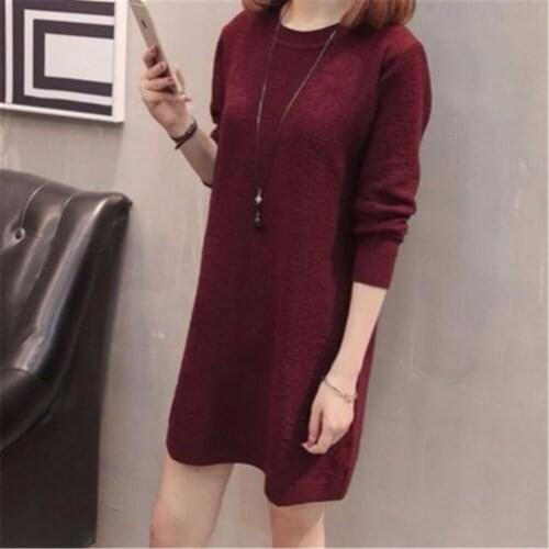 2021 Autumn winter sweater women knitted dress warm O-Neck sexy loose pregnant maxi plus size 4xl female ladies long sweaters