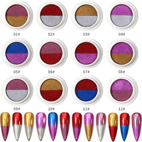 1 Box Mixed Colors Colorful Nails Glitter Magic Mirror Laser Powder Nail Art Design Silver Accesoires with Brush