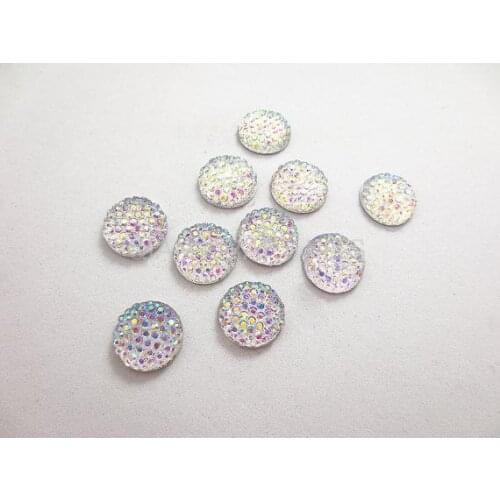 150pcs AB clear Crystal Bling iridescent round gem Decoden rhinestone studded cabochons for jewelry decor 12mm DIY Art Jelly