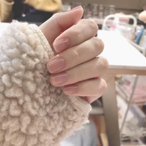 New Hot 24pcs Nails Patch Glue Type Nude Color Short Paragraph Fashion Removable Manicure False Nails Patch