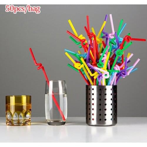 50Pcs/Pack Hawaiian Theme 3D Fruit Summer Party Colorful Cocktail Drink Straw Funny
