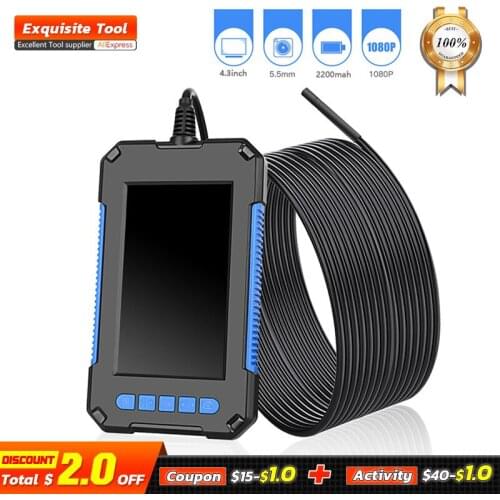 2600mAh Battery Industrial Endoscope Camera 1080P HD 4.3'' Screen 6 lights5.5mm Snake Camera With Adjustable LED