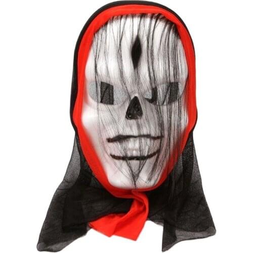 Anime Ghost Face Mask Halloween Horror Scary Mask Horror Mask with Hair Holiday Party Horror Props Haunted House Masque Ghost