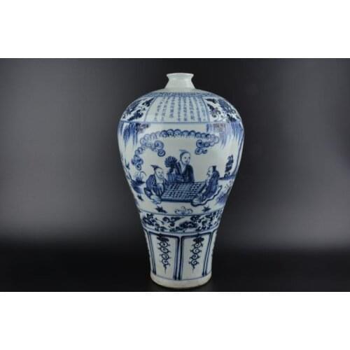 Antique YUANDynasty porcelain vase,White and blue,with mark,Hand-painted crafts,Collection&Adornment