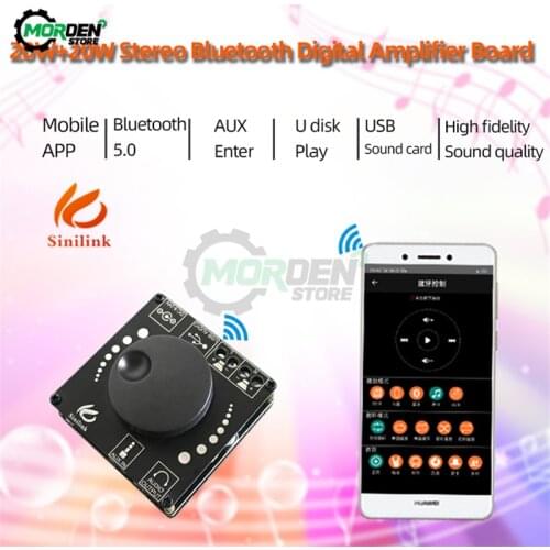 AP15H 20WX2 Bluetooth 5.0 Digital Audio Power Amplifier Board Stereo AMP Amplificador 12V 24V AUX USB Sound Card APP Control