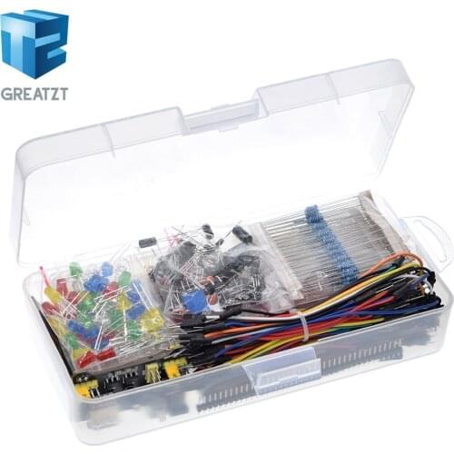 Electronics Component Basic Starter Kit with 830 Tie-points Breadboard Cable Resistor Capacitor LED Potentiometer Box Packing