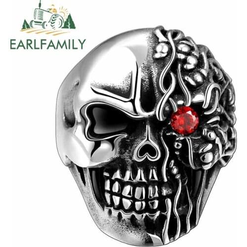 EARLFAMILY 13cm x 8.6cm for Red Eye Skull Decal Occlusion Scratch Motorcycle Helmet Car Stickers Windshield Camper SUV Graphics