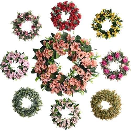 45cm Multiple Silk Peony Artificial Flowers Wreaths Door Perfect Quality Simulation Garland for Wedding Home Party Decoration