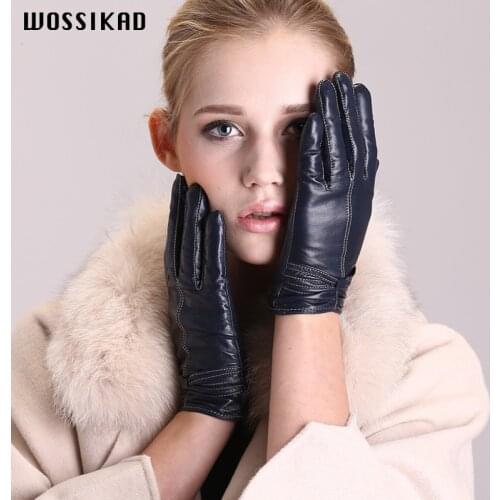 Glove Woman Genuine Leather Handschoenen Warm Black Gloves Winter Guantes Black Gloves Sheepskin Rekawiczki Gant Hiver Femme