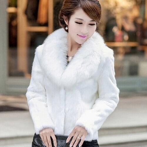 Faux Raccoon Fur Coat Ladies Short Winter Jackets Woman Faux Fur Collar Korean Slim Coats Jacket Chaqueta Mujer KJ283