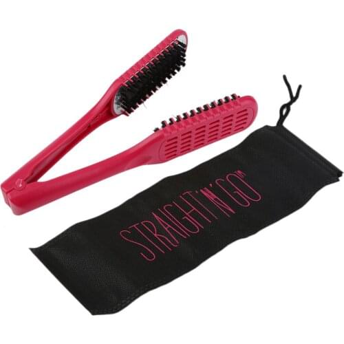 Ceramic Straightening Comb Double Sided Brush Clamp Hair Hairdressing Natural Fibres Bristle Hair Comb Hairstylig Tool
