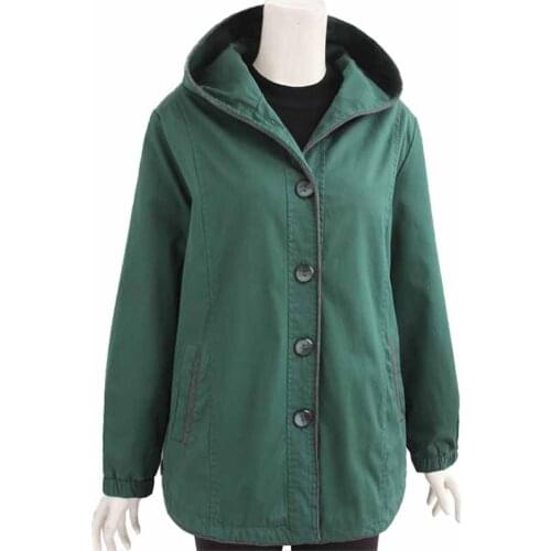 2019 fashion Hooded jacket women Plus size cotton Casual top middle aged female Loose Single-breasted short Outerwear coats G329