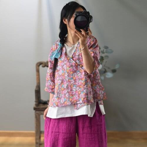 Women Spring Summer Loose Irregular Length Jackets Ladies Vintage Printed Tops Outerwear Shirt Female 2020 Thin Coat