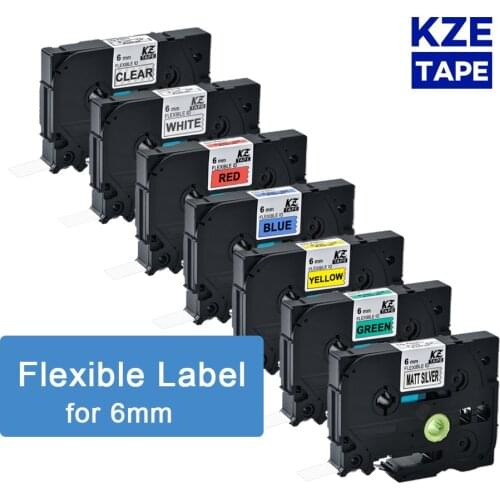 6mm Brother Flexible Cable Label Tapes Tze-FX211 Multicolor Laminated label tze tape for P-touch label printers Flexible label
