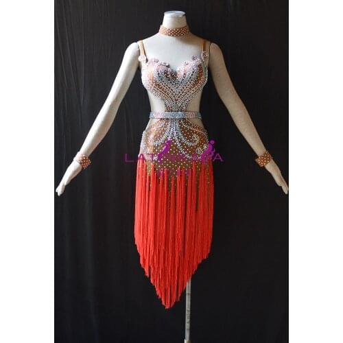KAKA-L200529 Custom Made Women Dance Wear,Girls Fringe Latin Dress,Salsa Dress Tango Samba Rumba Chacha Dress,Girls Latin dress