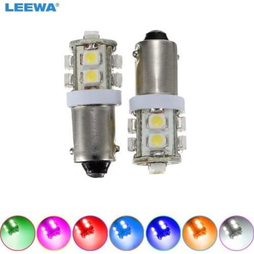 LEEWA 5PCS BA9S T4W W5W 1210/3528 10SMD Interior Car LED Light License Plate LED Lamp 7-Color White,red,yellow,ice bule #CA1507