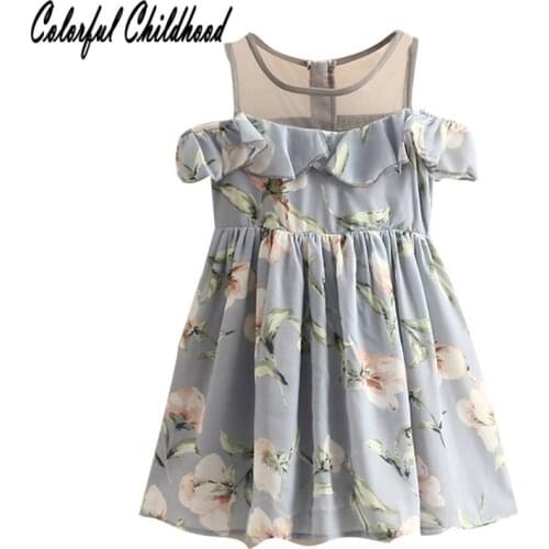 Girls dress summer elegant rose printing shoulderless party wedding dresses princess vestidos toddler baby clothing 3-10Yrs