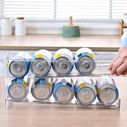 Hot Sales Fridge Rack Double Layers Large Capacity Plastic Beer Cans Fridge Holder Rack for Household