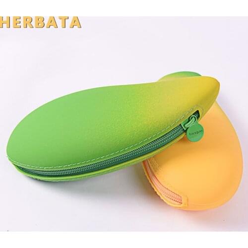 Mango shape silica gel pen bag student mascot customize student learning pencil case randomed color Cartuchera