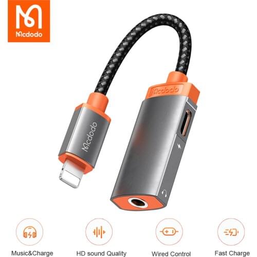 Mcdodo Aux Audio Adapter lightning To 3.5mm Jack Call Aux Cable Earphone Splitter for iPhone 12 11 Pro XR XS Max iPad Converter