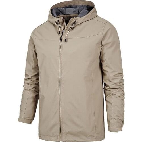 2020 Mens hooded jacket spring autumn casual loose large size jacket coat windproof waterproof mountaineering windbreaker