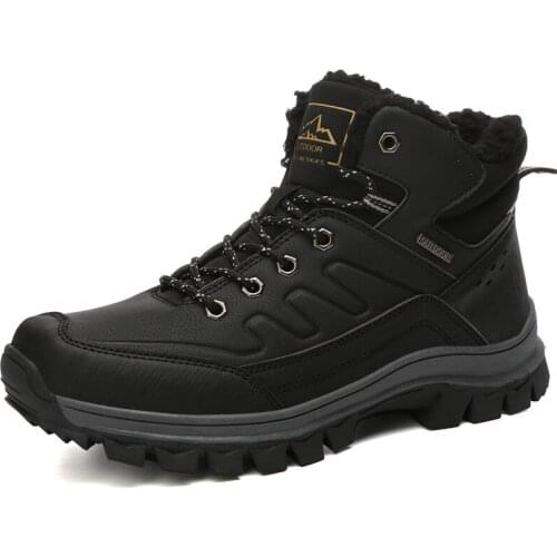 Men big yards leisure boots with velvet warm cool leather boots British wind outdoor shoes non-skid wear-resisting soles