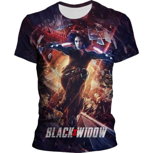 2021 New Disney Marvel Avengers Black Widow Loose T-shirt 3D Printing Graphic T-shirts Short-sleeved Men/Women T Shirts Tops