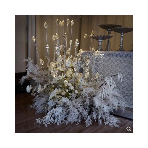 New wedding props tieyi gold leaf to insert lights row flower window decoration T stage scene layout wedding road guide