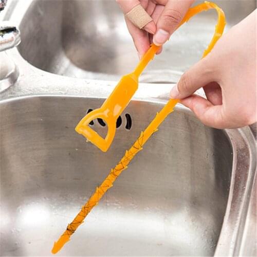 Snake shaped sink cleaner kitchen toilet drain removes clogged hairs cleaning brush