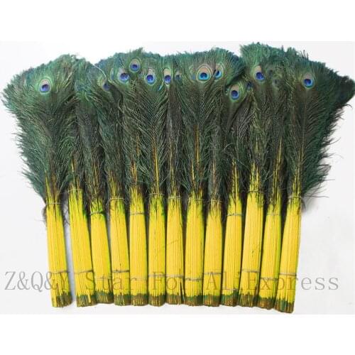20-100 Natural Peacock Feathers 80-90CM (32-36 Inch) Direct Dyeing Yellow DIY Craft Accessories Clothing Accessories Feathers