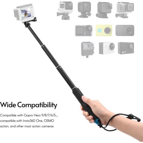 Portable Action Camera Selfie Stick Sports Camera Vlog Bracket Aluminum Alloy Max. 48cm/19in Extendable Length with Long Screw