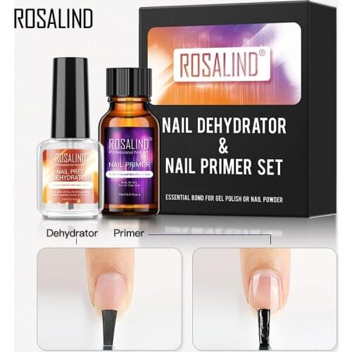 ROSALIND Nail Primer And Nail Prep Dehydrator Set 15ML No Need of UV LED Lamp Manicure for Nail Art Gel Nail Polish
