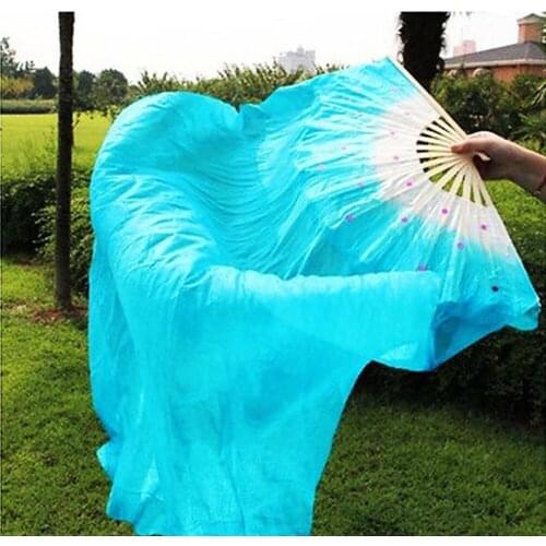 Professional Colorful Bamboo Belly Dance Reusable Costume Portable Party Long Stage Accessories Veil Silk Fan