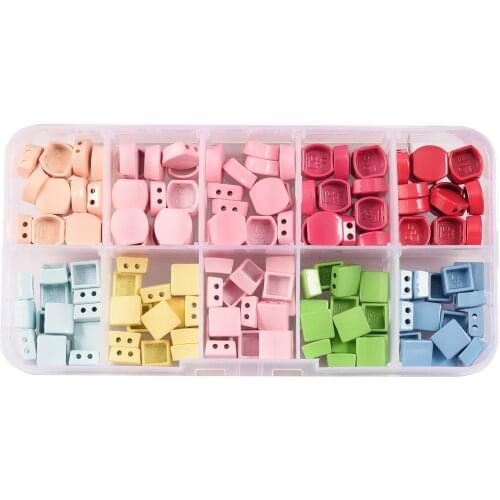 150pc/Box Pink Honeycomb Square Enamel Tile Bead Rainbow Metal Paint Charm Bead Beed Jewelry Accessories Bracelet Making Kit DIY