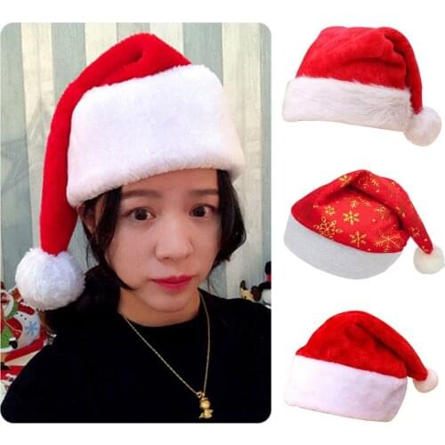 Merry Christmas Santa Hat Child Adult Christmas Cap Xmas Party Cosplay Props Soft Plush Christmas Cap Xmas Home Decorations