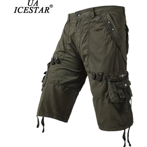 2021 Summer Solid Color Big Pocket Men Shorts High Quality Cotoon Comfortable Cargo Pants Men Military Fashion Casual Men Shorts